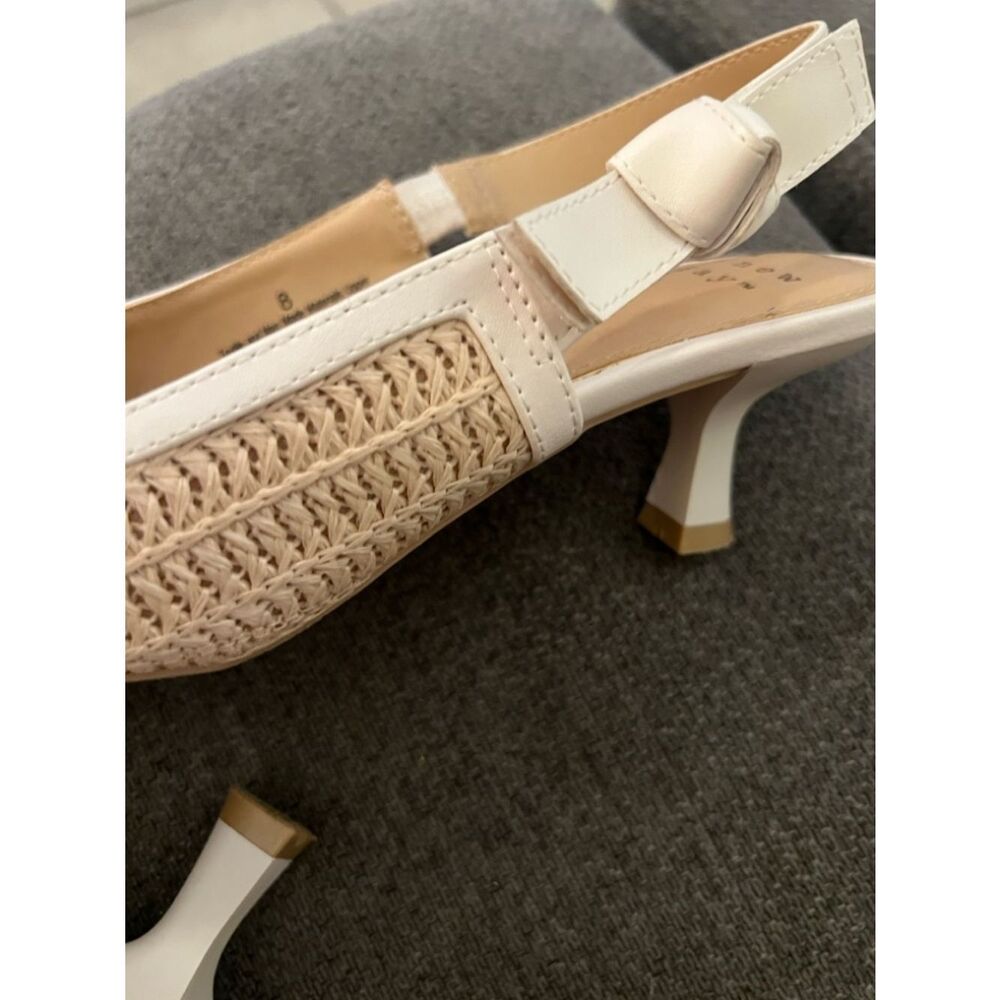 A NEW DAY Women's Beige Milan Raffia Pointy Toe Kitten Heel Slingback Shoes 8 - Picture 7 of 8